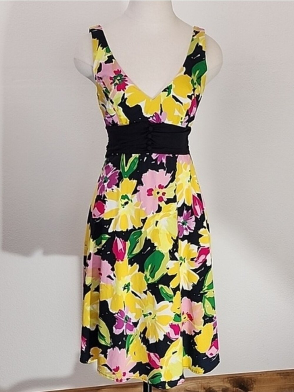 B.Smart Dress Cotton Floral Sleeveless Black Size 8 - Picture 14 of 15